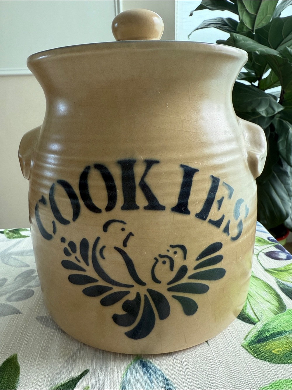 Vintage Pfaltzgraff Cookie Jar with Bird Motif